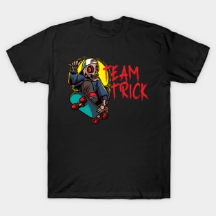 Team Trick Skull Design for a Skater Board T-Shirt